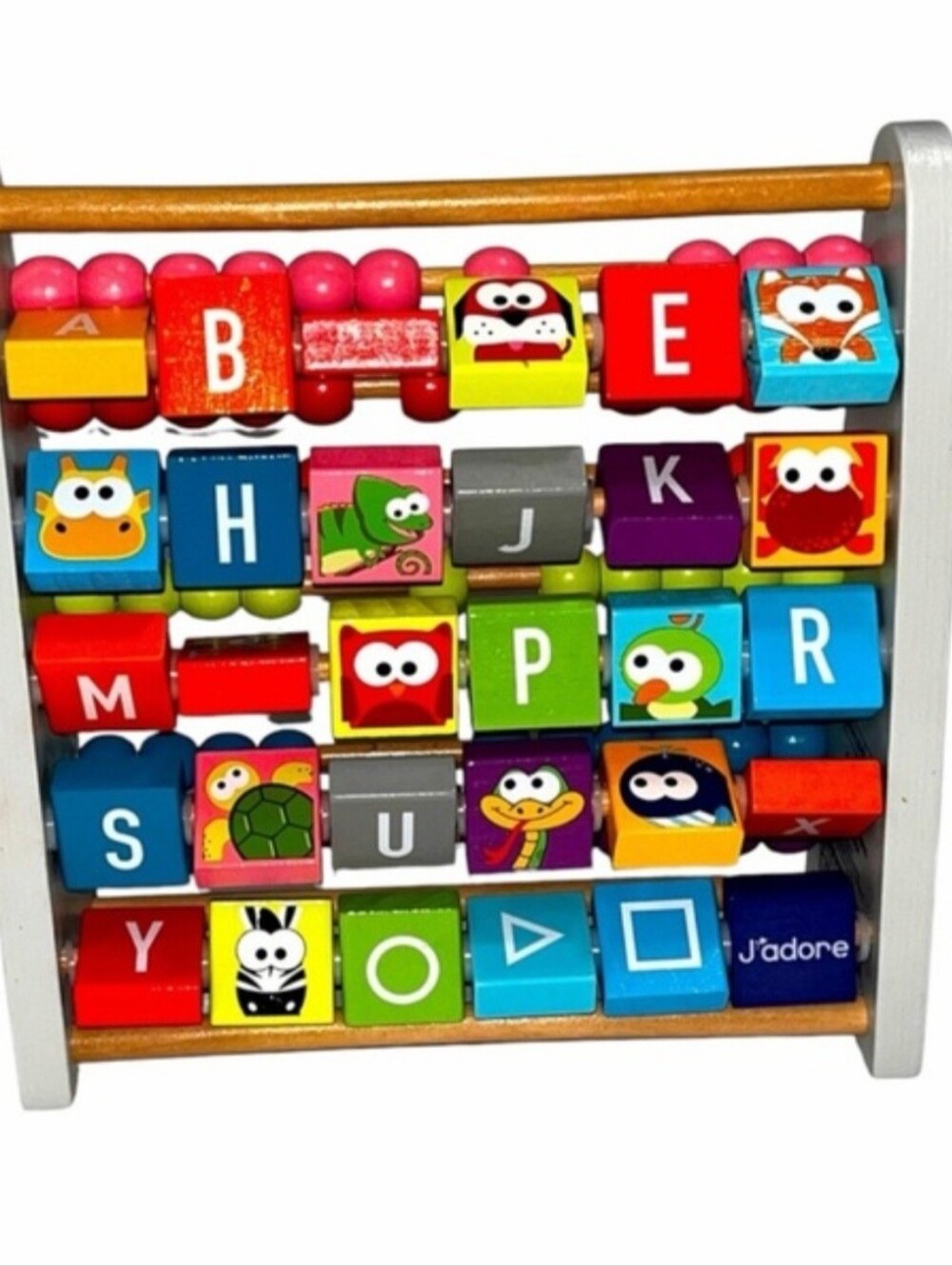 Colorful Wooden Alphabet Bead Maze Blocks - Multicolor Kids Toy